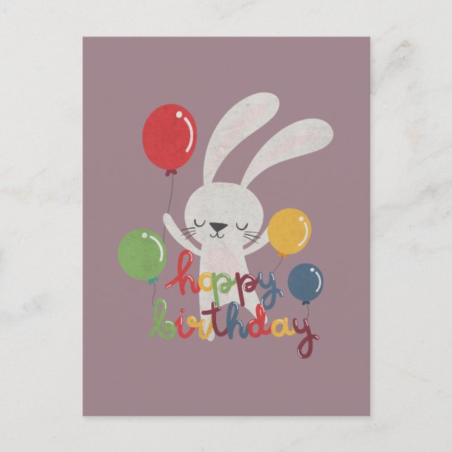 Hoppy Birthday Rabbit Pun Postkarte (Vorderseite)