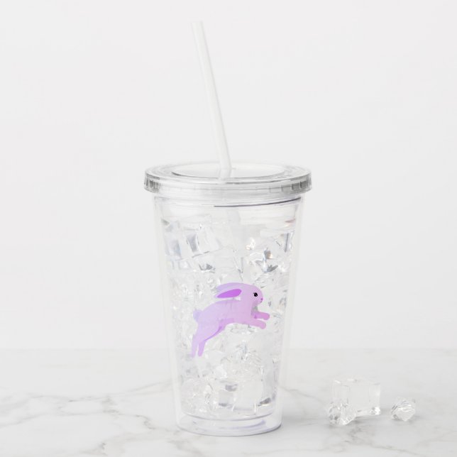 Hoppy Bunny Lila Acrylic Tumbler - Ostergeschenk Acryltrinkbecher (Vorderseite Ice)
