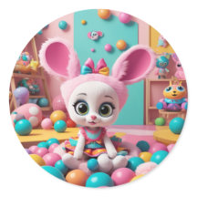 "Hoppy Bunny - Niedlicher Kaninchenaufkleber"