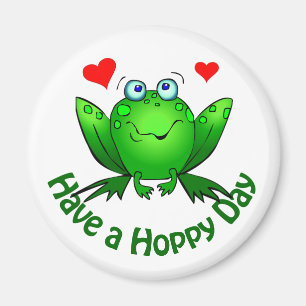 Hoppy Day Niedlich Green Frog w Hearts Magnet