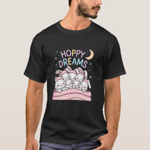 Hoppy Dreams Süßes Kaninchen Schlaf Design T-Shirt