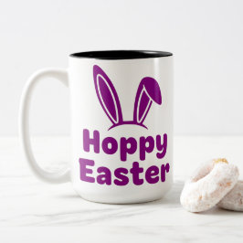 Hoppy Easter Bunny Ears | Minimalist Purple Holida Zweifarbige Tasse