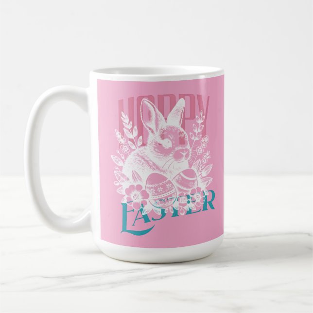 Hoppy Easter Bunny Stamp Pink Kaffeetasse (Links)