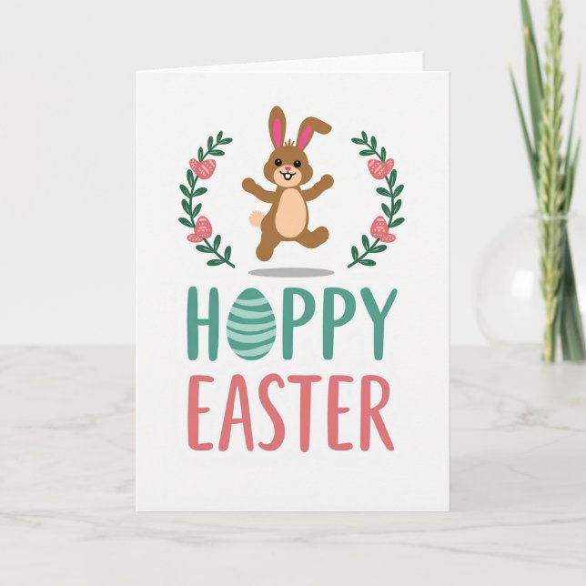 Hoppy Easter Bunny Themed Card Karte (Vorderseite)