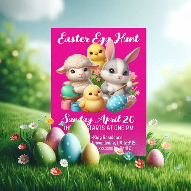 Hoppy Easter Egg Jagen Niedliches Hübsches Hühnerl Einladung (Hoppy Easter Egg Hunt Invitation Cover Photo)