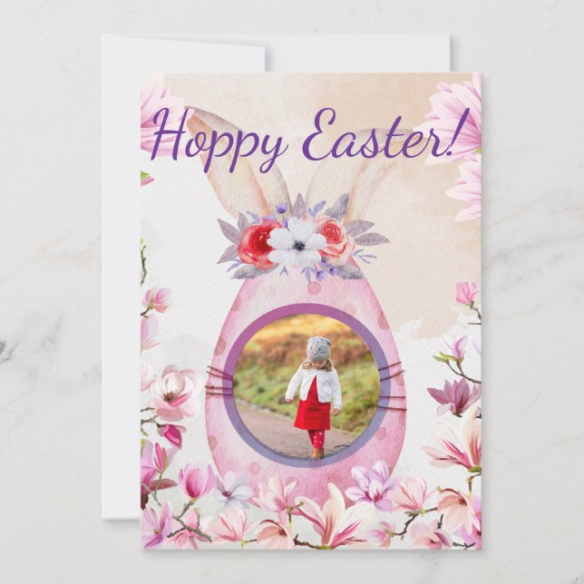 Hoppy Easter pink egg photo Einladung (Vorderseite)
