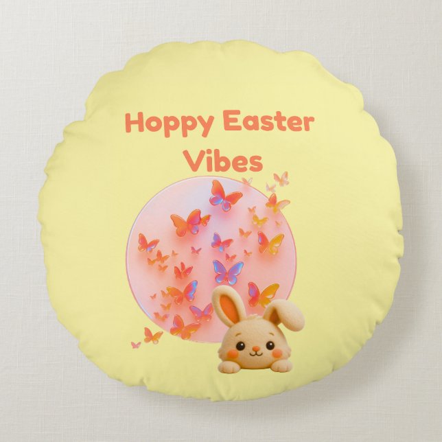 Hoppy Easter Vibes Rundes Kissen (Vorderseite)