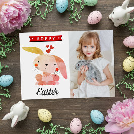 "Hoppy Easter" Whimsy Bunny Happy Easter Photo Karte