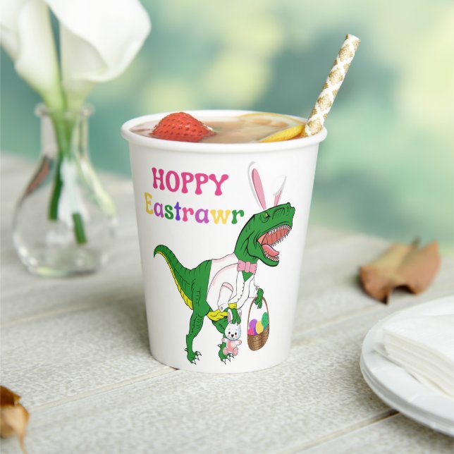 Hoppy Eastrawr Bunny Dinosaur Papiertasse Pappbecher (In Situ)