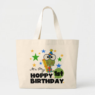 Hoppy Frog 1. Geburtstag T Shirts und Geschenke Jumbo Stoffbeutel