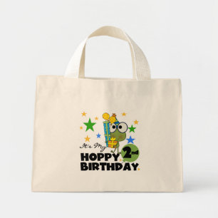 Hoppy Frog 2. Geburtstag T - Shirt und Geschenke Mini Stoffbeutel