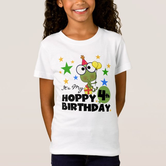 Hoppy Frog 4. Geburtstag T - Shirt und Geschenke (Vorderseite)