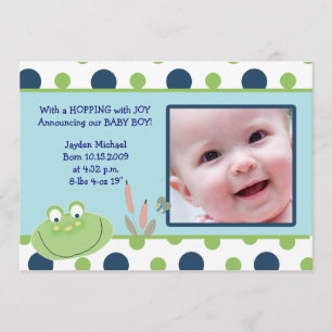 HOPPY FROG Baby Foto Geburtsankündigung Ankündigung