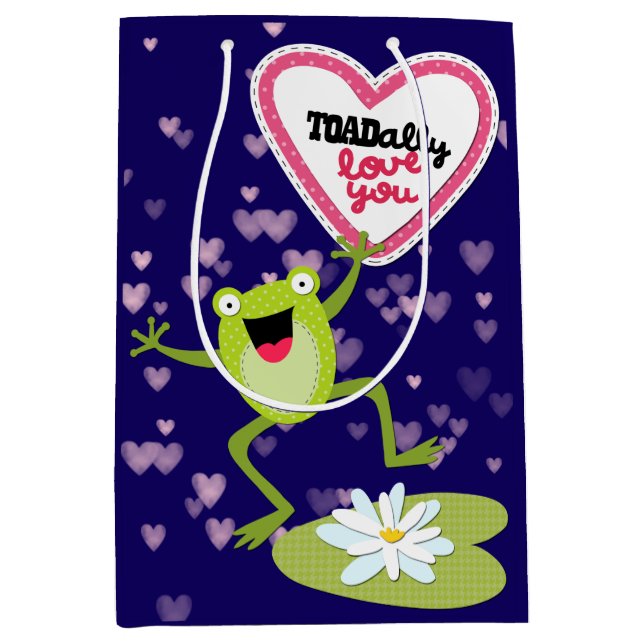 Hoppy Frog TOADally Liebe You Valentine Mittlere Geschenktüte (Vorderseite)