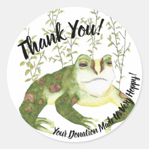 Hoppy Frog Watercolor Vielen Dank Runder Aufkleber