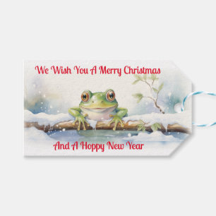 Hoppy Frosch Neues Jahr wünscht Geschenkanhänger