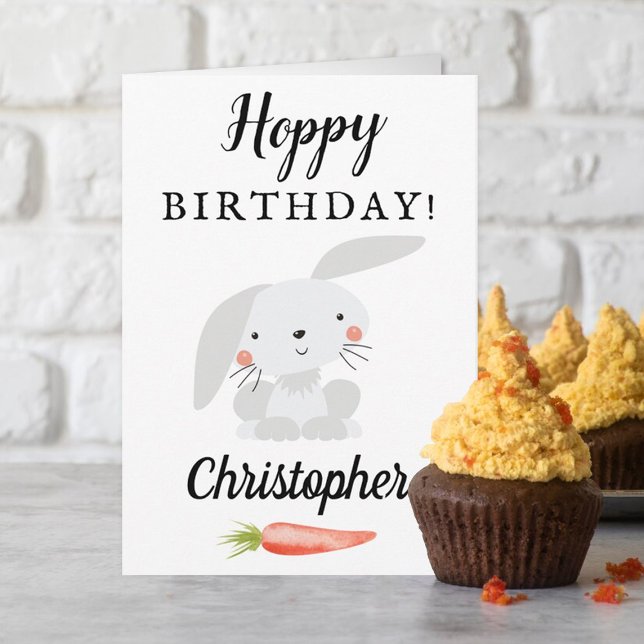 Hoppy Geburtstag! Funny Bunny Birthday Karte (Von Creator hochgeladen)
