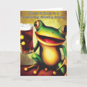 Hoppy Geburtstag! Funny Frog Holding Beer Glass Karte