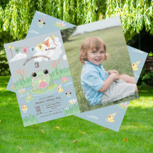 Hoppy Geburtstag Kinder Foto-Party-Einladung