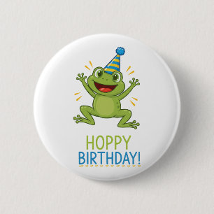 Hoppy Geburtstag Lustiger Frosch Kinder Button