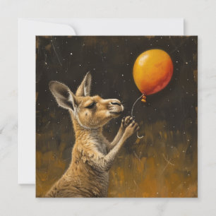 Hoppy Geburtstag Whimsical Känguru-Ballonkarte Feiertagskarte