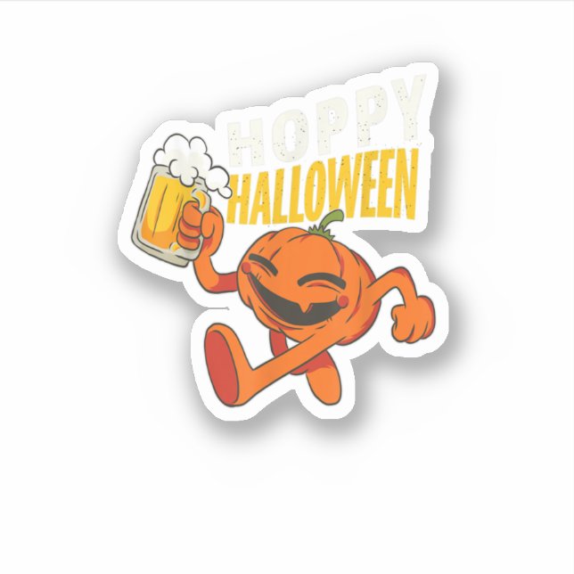 Hoppy Halloween Beer Drinking Pumpkin Halloween Aufkleber (Vorderseite)