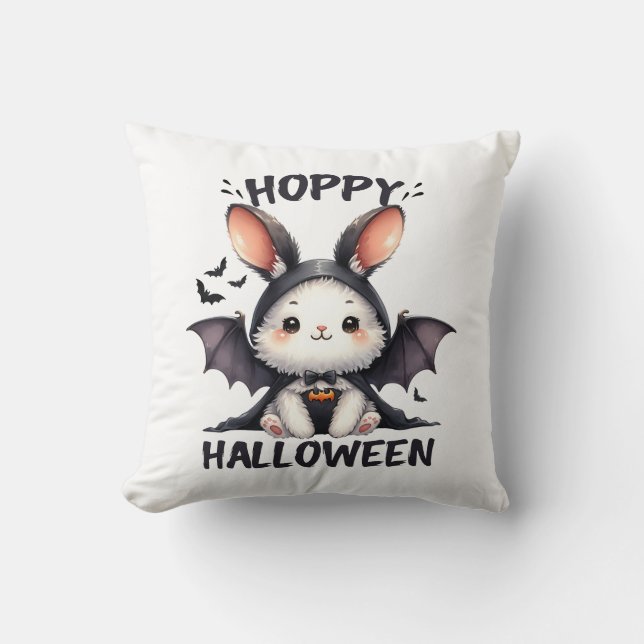 Hoppy Halloween Bunny Rabbit Kissen (Vorderseite)