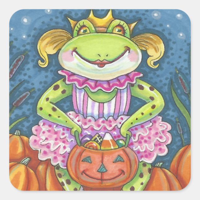 HOPPY HALLOWEEN FROG STICKERS SHEET Square (Vorderseite)