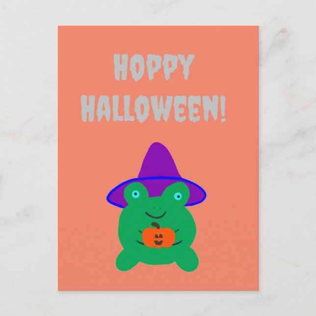 Hoppy Halloween Frosch Postkarte (Vorderseite)