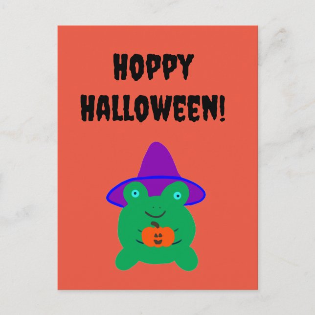 Hoppy Halloween Frosch Postkarte (Vorderseite)