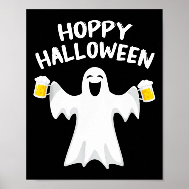 Hoppy Halloween Funny Halloween Niedlich Ghost Bee Poster (Vorne)