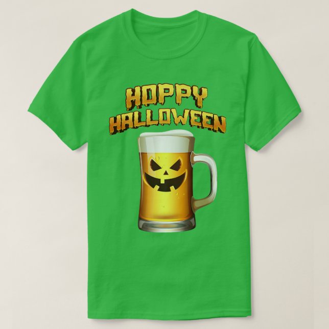 Hoppy Halloween Pumpkin Face Beer Drinker's T-Shirt (Design vorne)