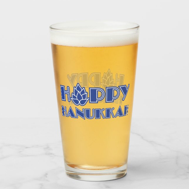 Hoppy Hanukkah Glas (Rückseite (gefüllt))