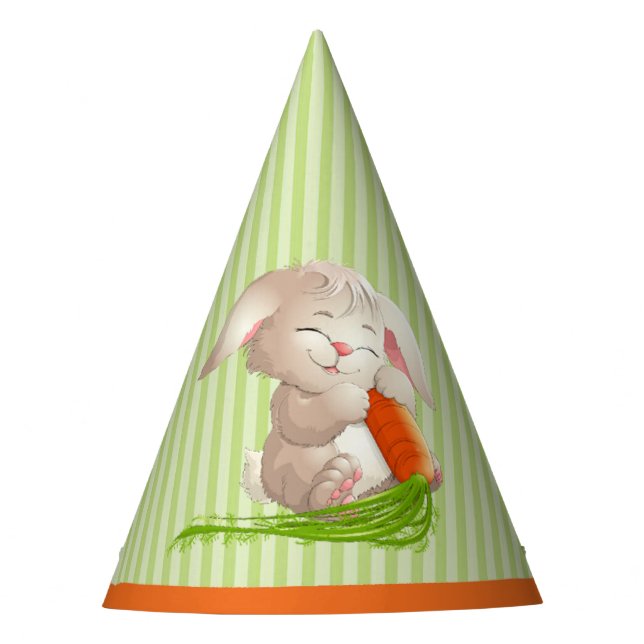 Hoppy Happy Oaster Bunny Stripes Muster Partyhütchen (Vorderseite)