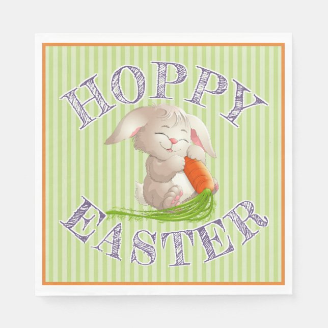 Hoppy Happy Oaster Bunny Stripes Muster Serviette (Vorderseite)