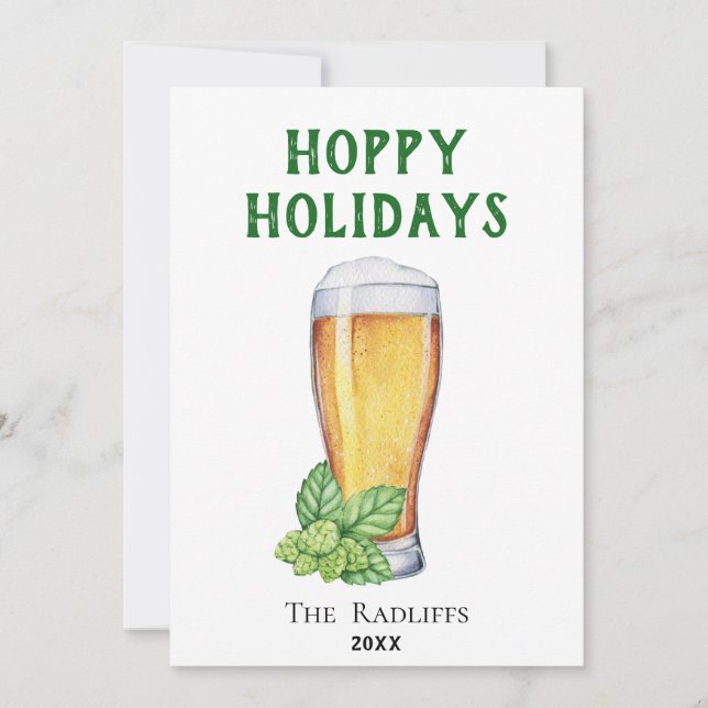Hoppy Holidays Bierglas Flat Holiday Card Feiertagskarte (Vorderseite)