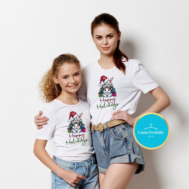 Hoppy Holiday's Bunnies Weihnachtsmatching Family Kleinkind T-shirt (Von Creator hochgeladen)