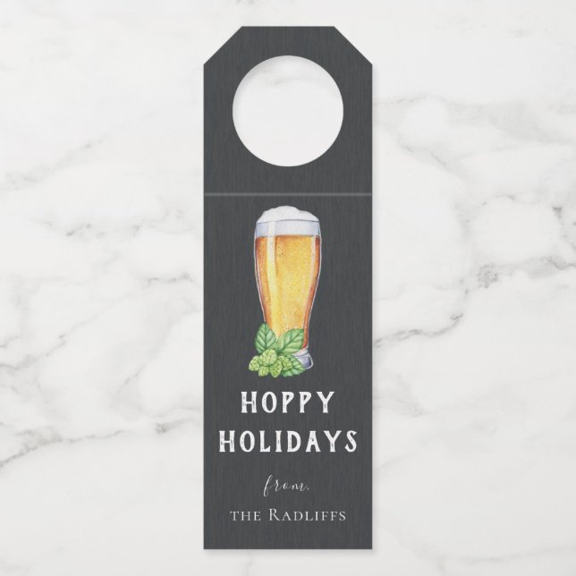 Hoppy Holidays Chalkboard Flasche Hanger Flaschenanhänger (Vorderseite)