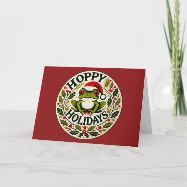 Hoppy Holidays Frohen Weihnachten Karte (Vorderseite)