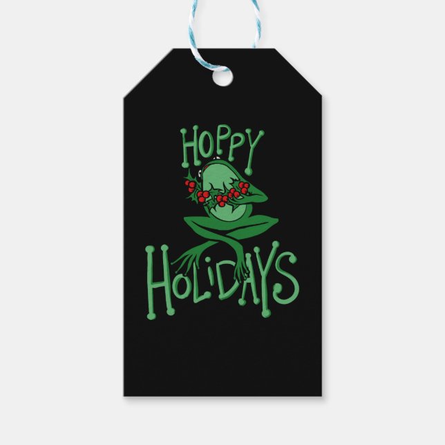 Hoppy Holidays Funny Christmas Frog Geschenkanhänger (Vorderseite)