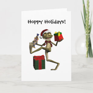 Hoppy Holidays Santa Frog Blank Card Feiertagskarte