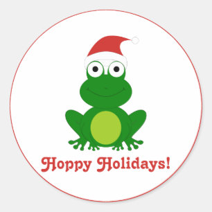Hoppy Holidays Santa Frog Runder Aufkleber