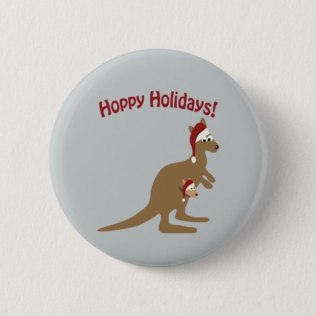 Hoppy Holidays - Weihnachten Kangaroo Button (Vorderseite)