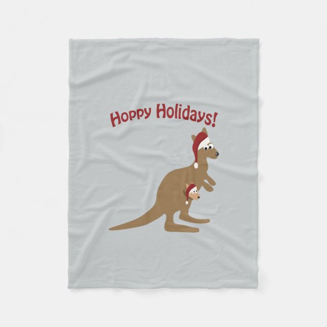 Hoppy Holidays - Weihnachten Kangaroo Fleecedecke (Vorderseite)