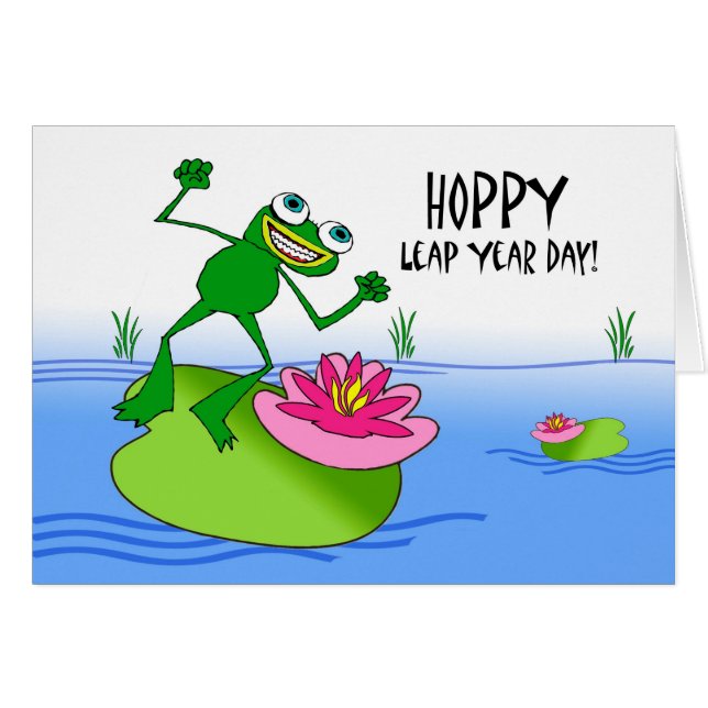 Hoppy Leap Year, Funny Frog am Pond (Vorderseite (Horizontal))