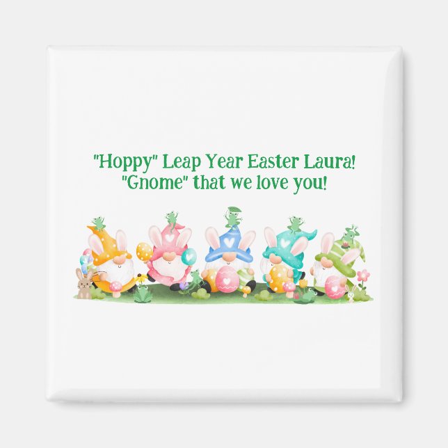 "Hoppy" Leap Year Oster Gnomes Bunnies Frogs Eggs Magnet (Vorne)