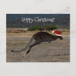 Hoppy Merry Christmas Kangaroo Rote Weihnachtsmann Postkarte
