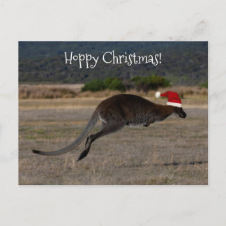 Hoppy Merry Christmas Kangaroo Rote Weihnachtsmann Postkarte