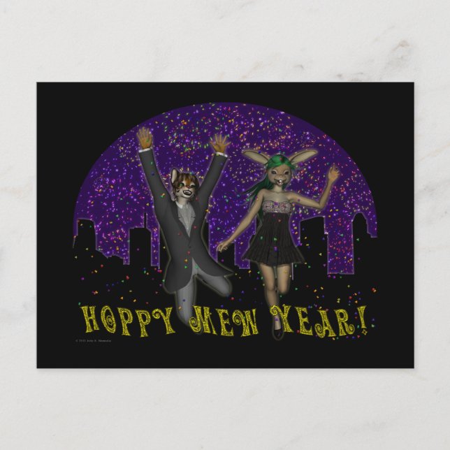 Hoppy Mew Year Postcard Postkarte (Vorderseite)