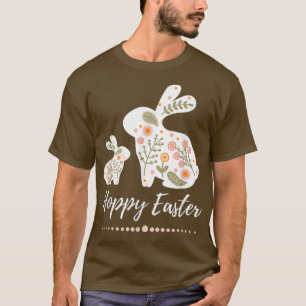 Hoppy Oaster Bunny Floral Boho Hopping Rabbit Verg T-Shirt